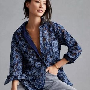 Anthropologie x Pilcro Sheer Lace Blouse XS (runs big)